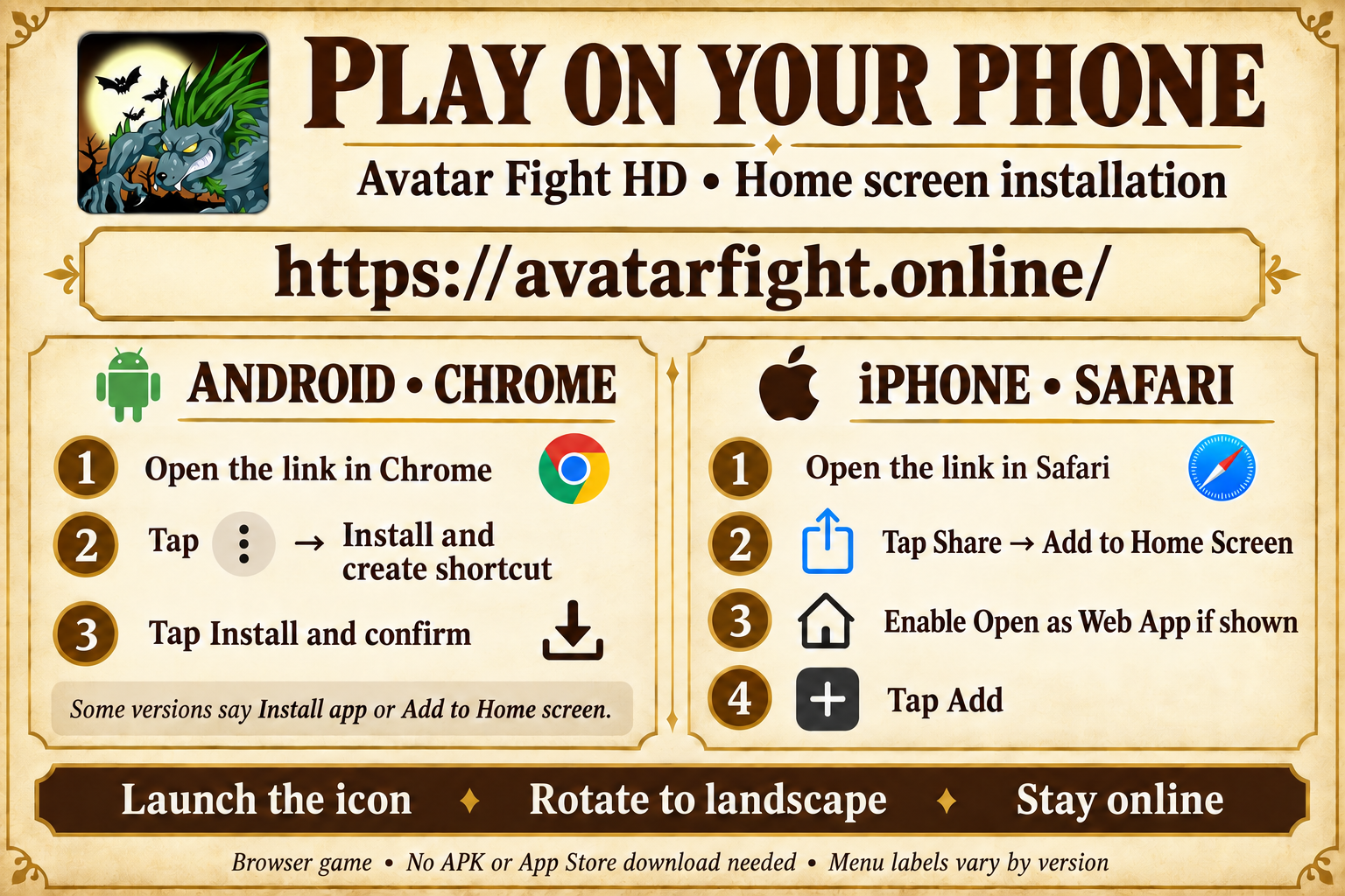 Illustrated Android and iPhone home screen installation overview